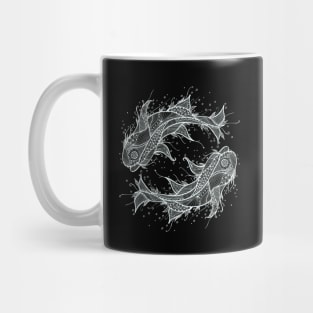 White Fish Circle Line Art Mug